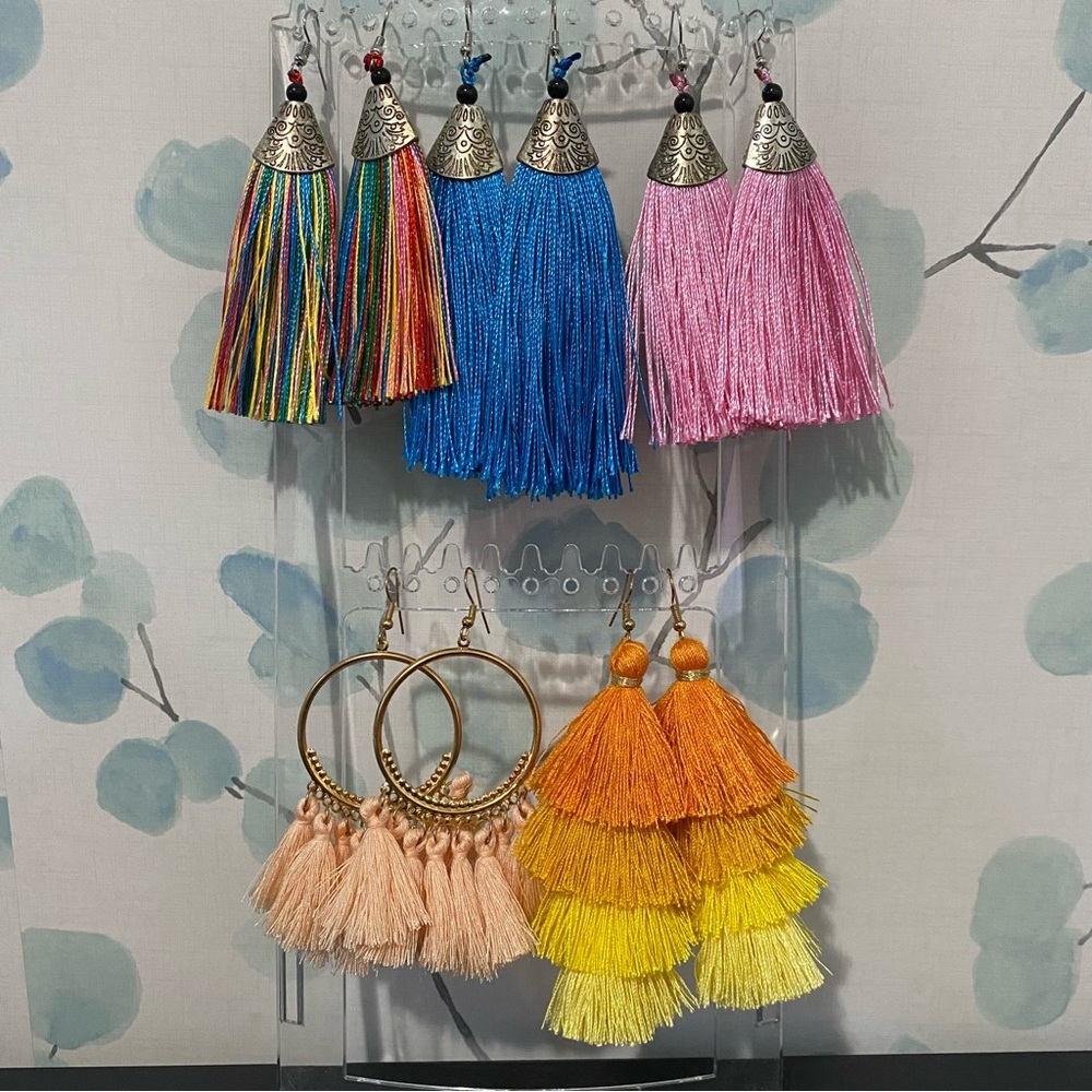 5 Pairs of Boho Tassel Earrings Never Worn